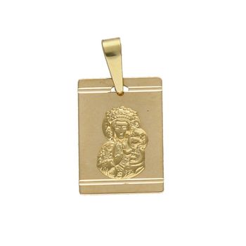 Złoty, prostokątny medalik z Matką Boską Częstochowską. ZA 6061A.jpg